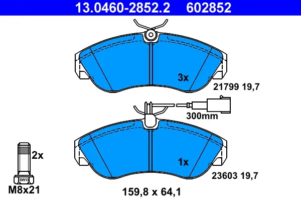 Expressversand ATE 13.0460-2852.2 - Bremsbelagsatz, Scheibenbremse