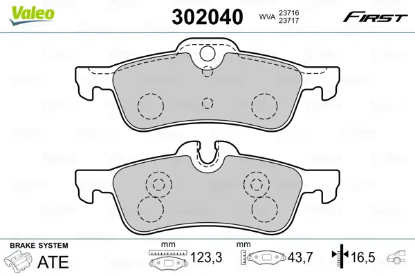 VALEO 302040 - Bremsbelagsatz, Scheibenbremse - FIRST Preisreduziert
