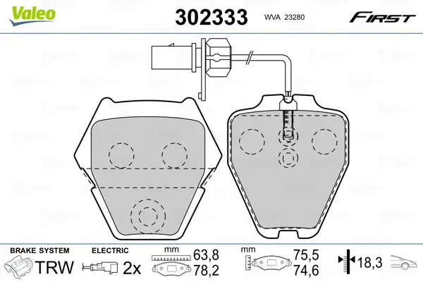 VALEO 302333 - Bremsbelagsatz, Scheibenbremse - FIRST Sonderangebot