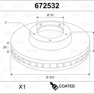 Markenware VALEO 672532 - Bremsscheibe - COATED