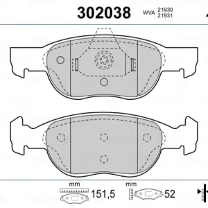 VALEO 302038 - Bremsbelagsatz, Scheibenbremse - FIRST Abverkauf