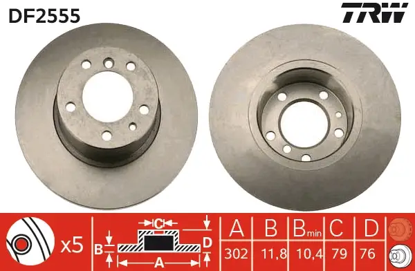 Günstig TRW DF2555 - Bremsscheibe