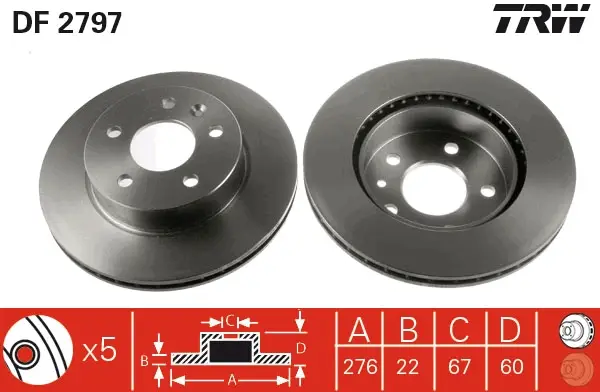 TRW DF2797 - Bremsscheibe Abverkauf
