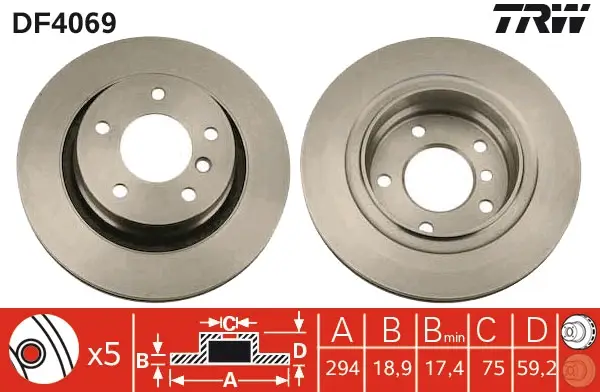 Echt TRW DF4069 - Bremsscheibe