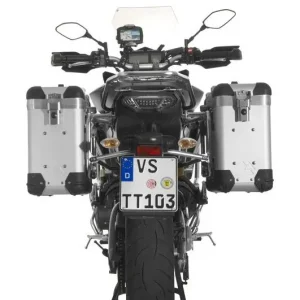 Finale Aktion Motorrad Alukoffer System ZEGA Pro And-S 31/31 Liter mit Edelstahlträger schwarz für Yamaha MT-09 Tracer (2015-2017)