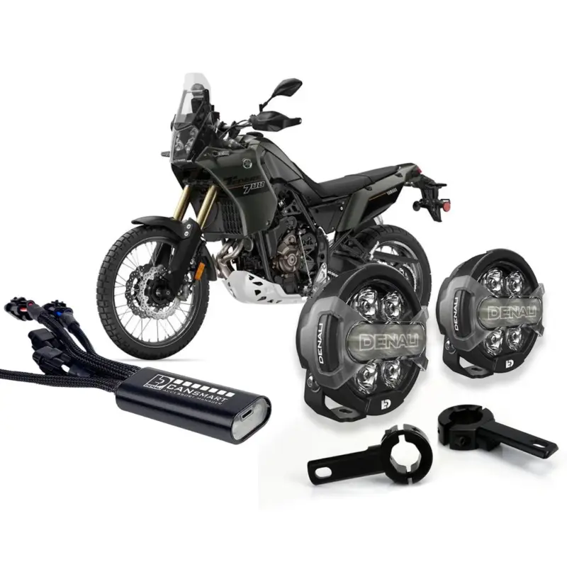 Schneller Versand LED-Zusatzscheinwerferset DENALI D7 Pro für Yamaha Ténéré 700 (2019-2024)/Rally (2024-)/World Raid (2022-2024) (Sturzbügelmontage)