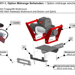 Billig Option Midrange Seilwinden für Hidden Multi-Mount, inkl Tragegriffe und Kabel