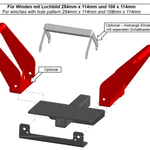 Multi-Mount Seilwindenträger universal mit Vierkantaufnahme, lang Sonderangebot