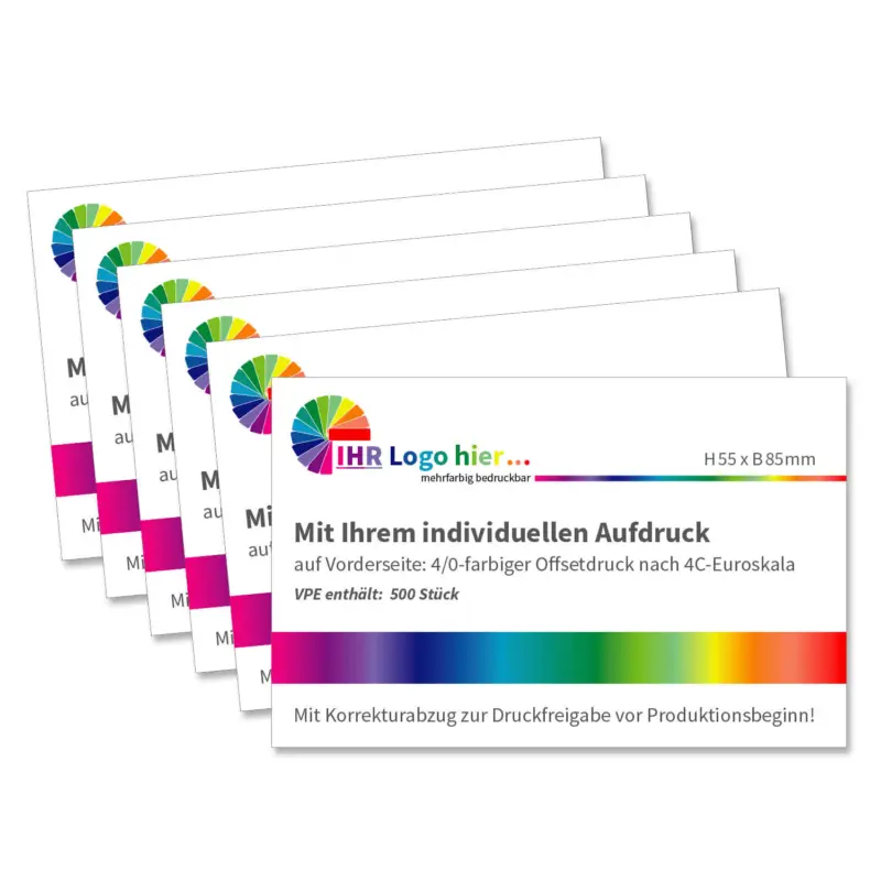 Visitenkarten mit Ihrem Logo, 1- seitig bedruckt (VPE 500 Stück) Beliebt