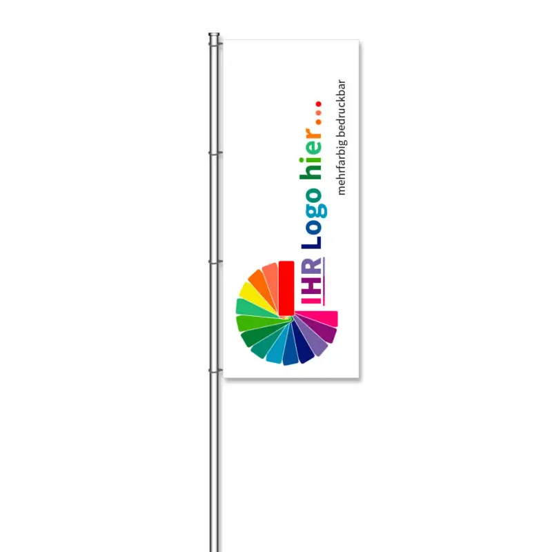Fahnen Individual aus Mesh-Material, mit 4 Karabinerhaken, H 300 x B 120 cm H300 x B120 cm Zertifiziert
