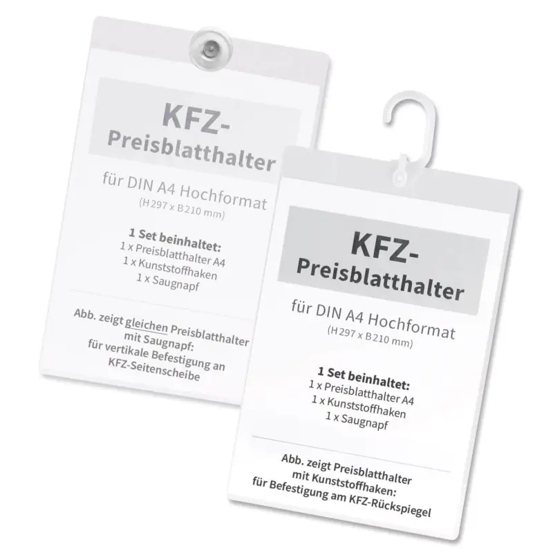 Top-Preis Preisblatthalter A4 Car-Flex A4 Hochformat Halter mit 1x Haken + 1x Saugnapf